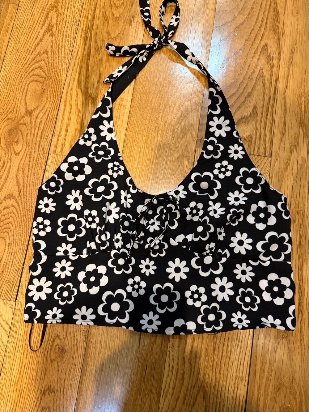 Hollister Black & White Floral Halter Camisole